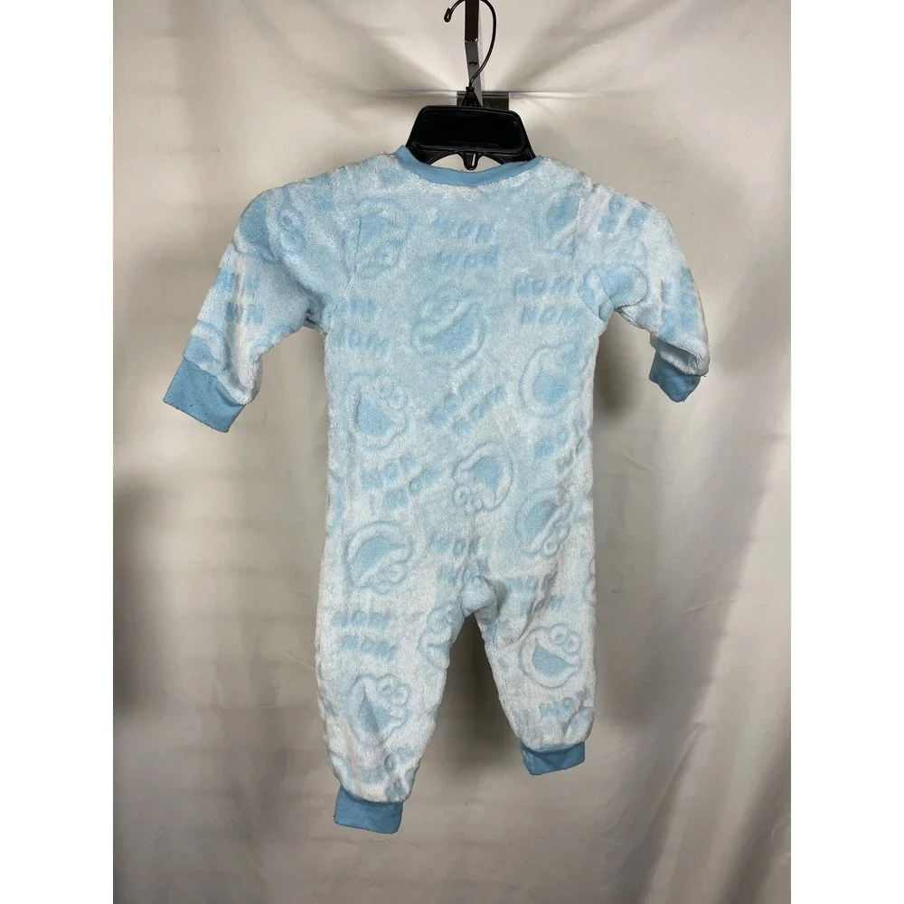 Sesame Street Cookie Monster BlueFleece Pajamas One Piece Sleeper Size 2T FF3-71